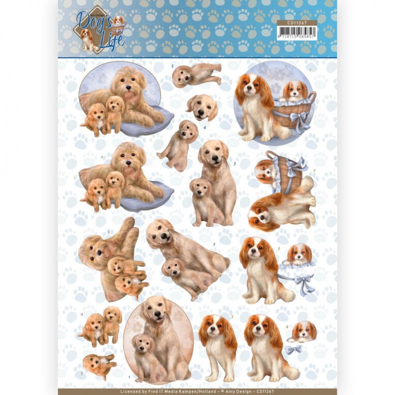 Moederhond met pup - Dog's Life 3D-Knipvel van Amy Design