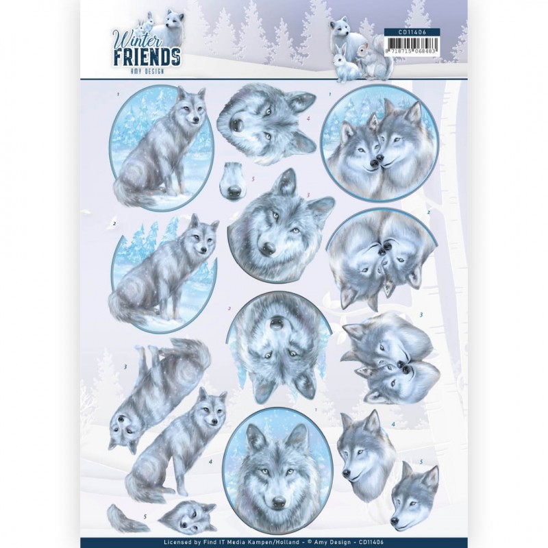 Winterwolven  - Winter Friends 3D-Knipvel van Amy Design