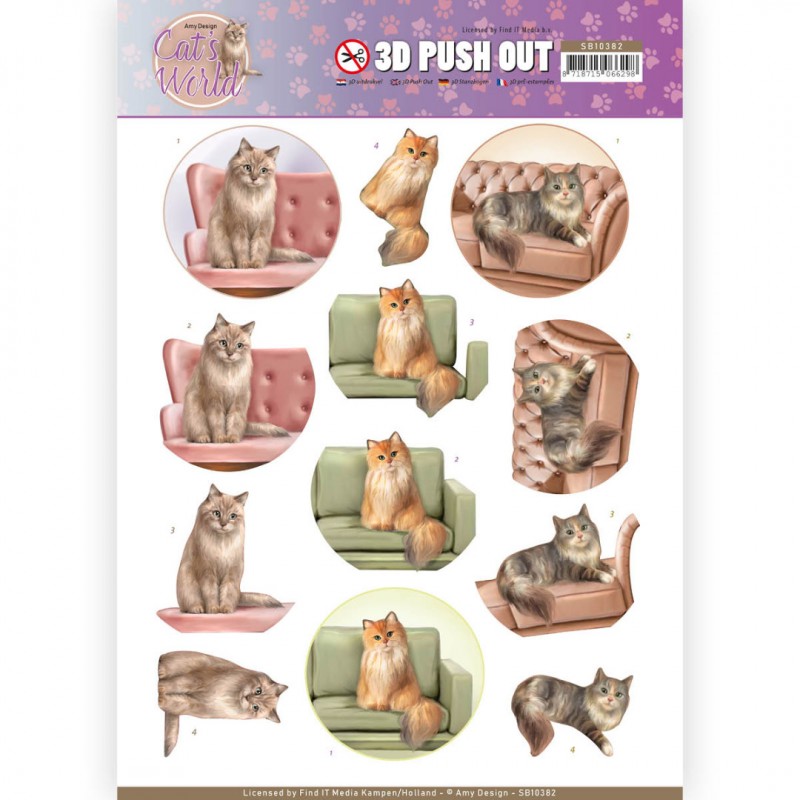  Show Cats - Cat's World Die-Cut 3D Découpage Sheet by Amy Design 