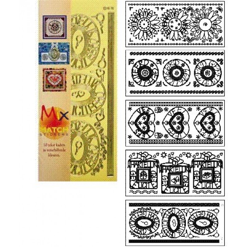 Kaderstickers pakketje Mix and Match- donker en pastel J