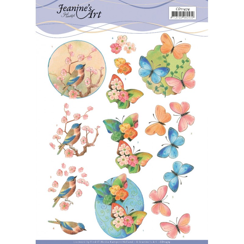 Birds and Blossom 3D Cutting Sheet by Jeanine's Art