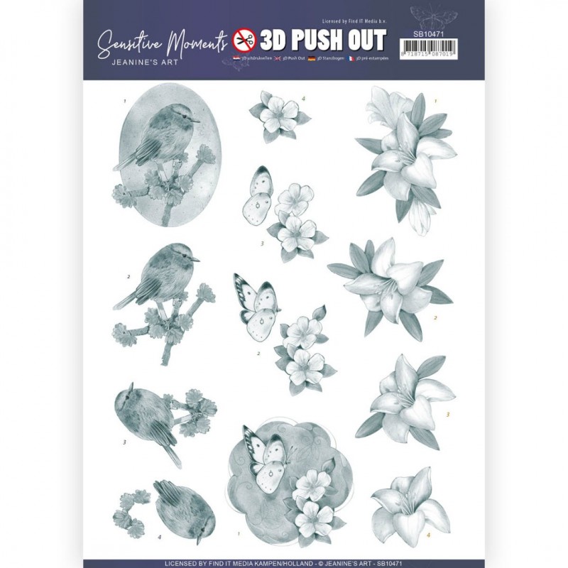 Grey Lily 3D Push Out Sensitive Moments by Jeanine's Art
