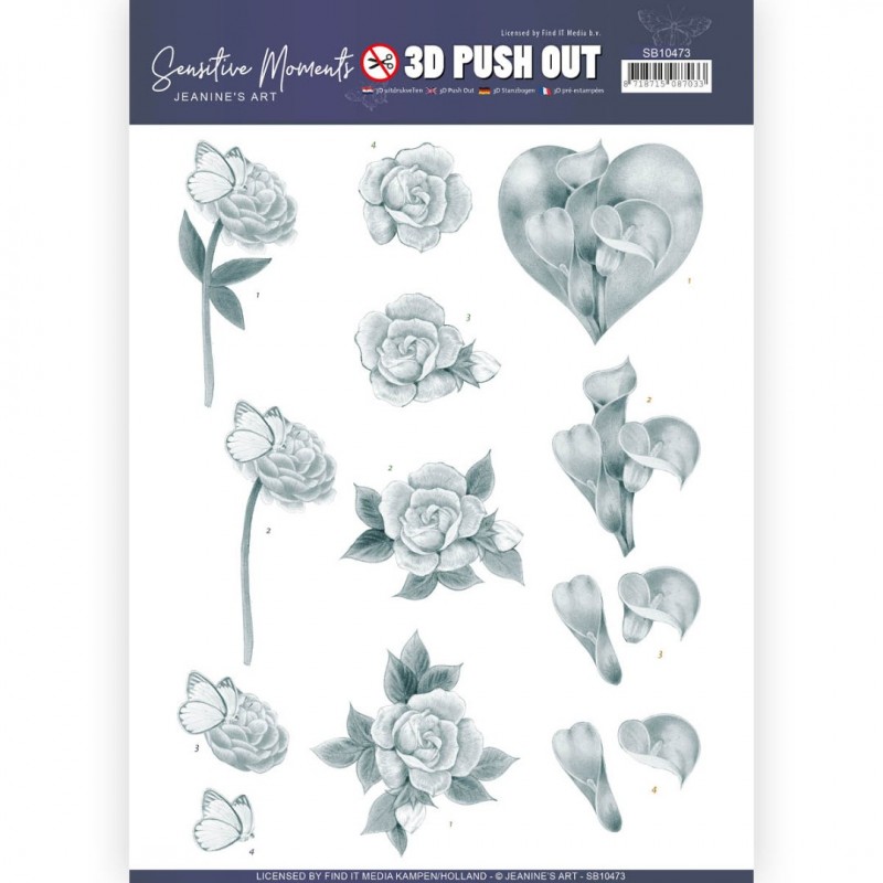 Grey Calla Lily 3D Push Out Sensitive Moments by Jeanine's Art