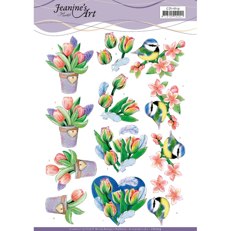 Tulips and Blossom 3D Cutting Sheet Jeanine`s Art