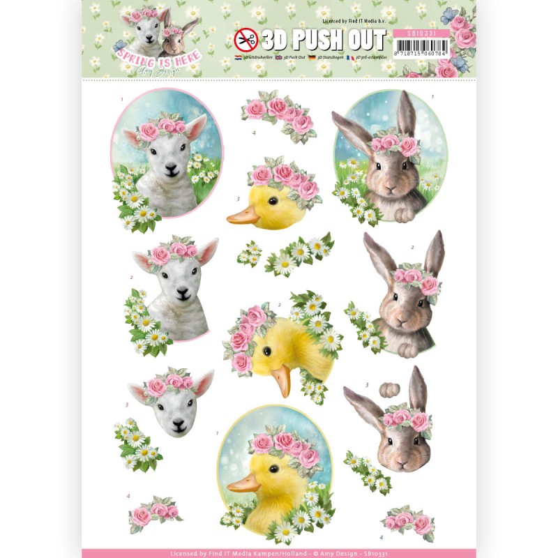 Baby Animals - Spring is Here  Die-Cut 3D Découpage Sheet by Amy Design