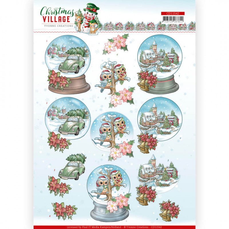 Christmas Globes Christmas Village 3D Cutting Sheet by Yvonne Creations