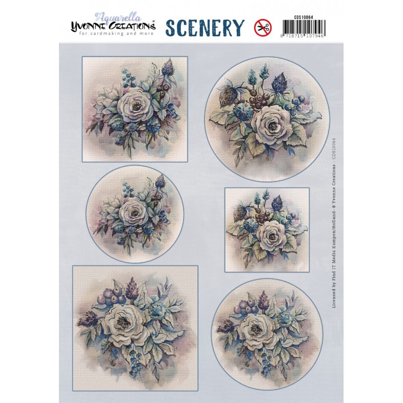 Push Out Scenery - Yvonne Creations - Blue Flowers