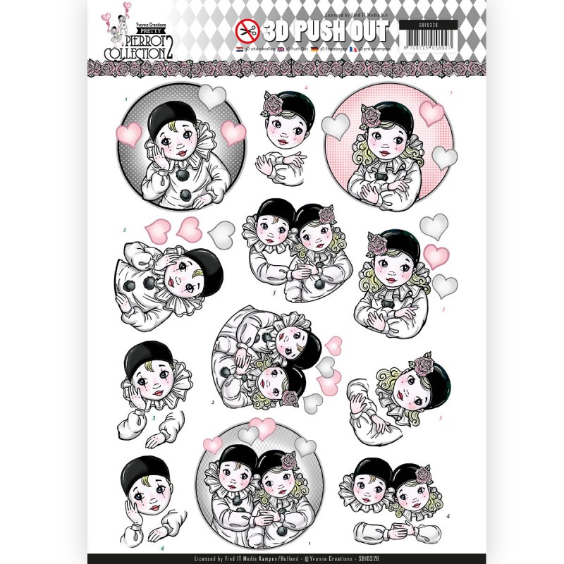 Ik denk aan jou - Pretty Pierrot 2 3D-PushOut Yvonne Creations