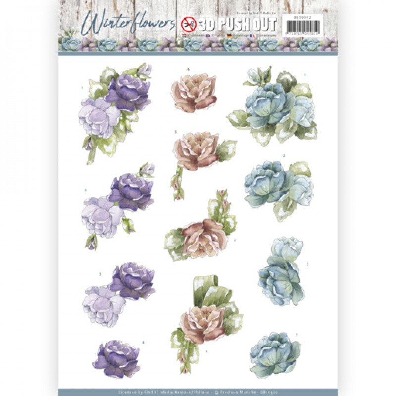 Roses - Winter Flowers 3D-PushOut Precious Marieke