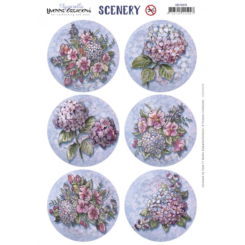 Push Out Scenery - Yvonne Creations Aquarella - Hydrangea Round