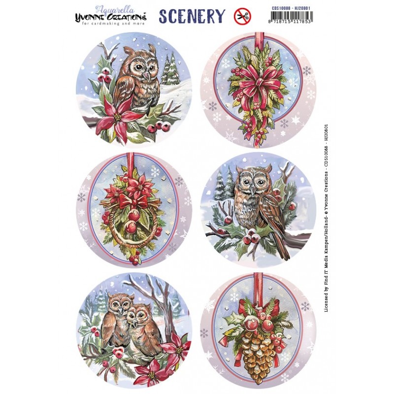 Scenery - Yvonne Creations - Aquarella - Christmas Miracle - Owl Round