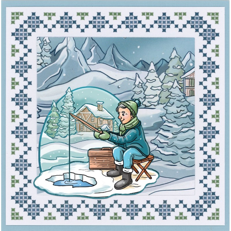 3D Push Out - Yvonne Creations - Funky Nanna – Nordic Winter - Ice Fishing