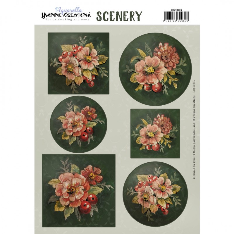 Scenery - Yvonne Creations - Aquarella - Christmas Miracle - Vintage Green Flowers