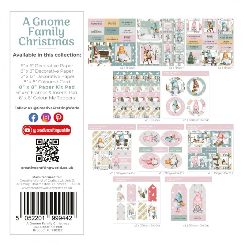 The Paper Boutique A Gnome Family Christmas 8x8 Paper Kit Pad