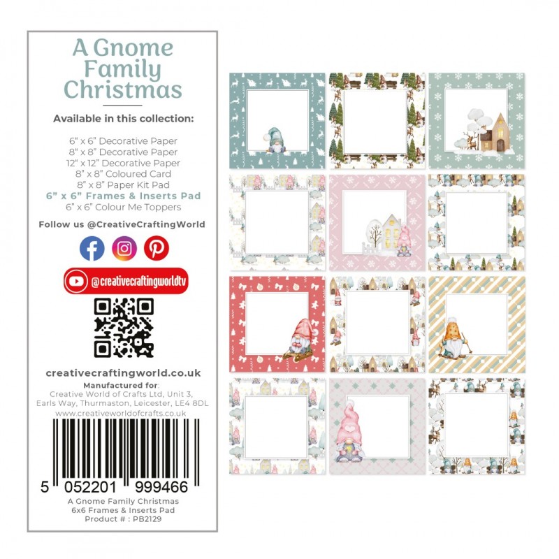 The Paper Boutique A Gnome Family Christmas Frames & Insert Papers for 6x6 Cards