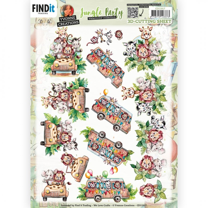 3D Cutting Sheets - Yvonne Creations - Jungle Party - Jeep