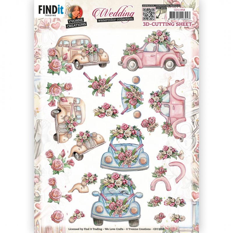 3D Cutting Sheet - Yvonne Creations - Wedding Time - Wedding Cars