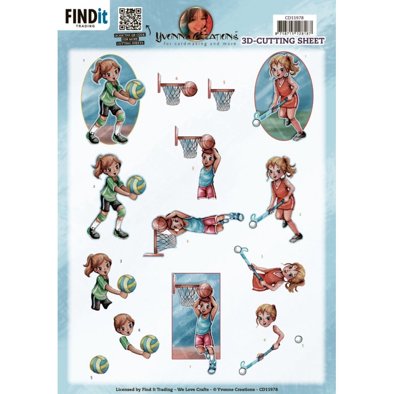 3D Cutting Sheet - Yvonne Creations - Ball games