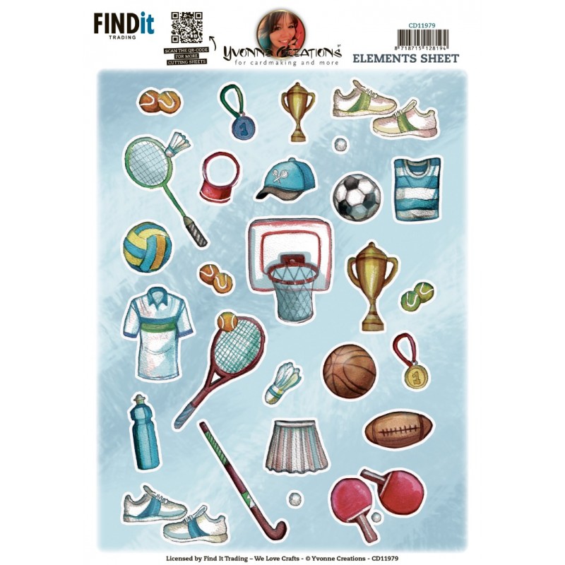3D Cutting Sheet - Yvonne Creations - Sports Small Elements