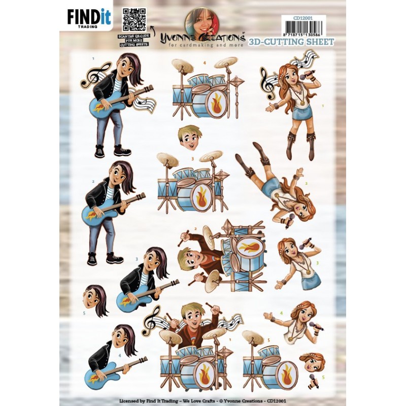 3D Cutting Sheet - Yvonne Creations - Rock Music