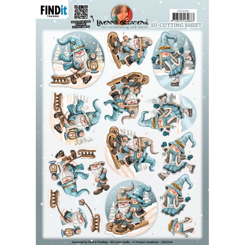 3D Cutting Sheet - Yvonne Creations - Winter Gnomes Sledge
