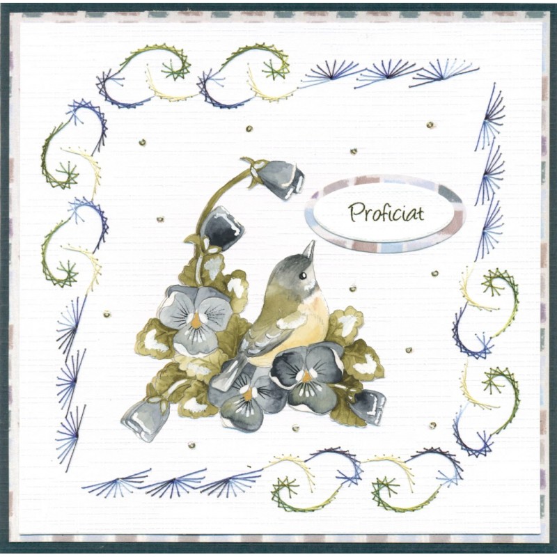 3D Push Out - Precious Marieke - Painted Pansies - Blue