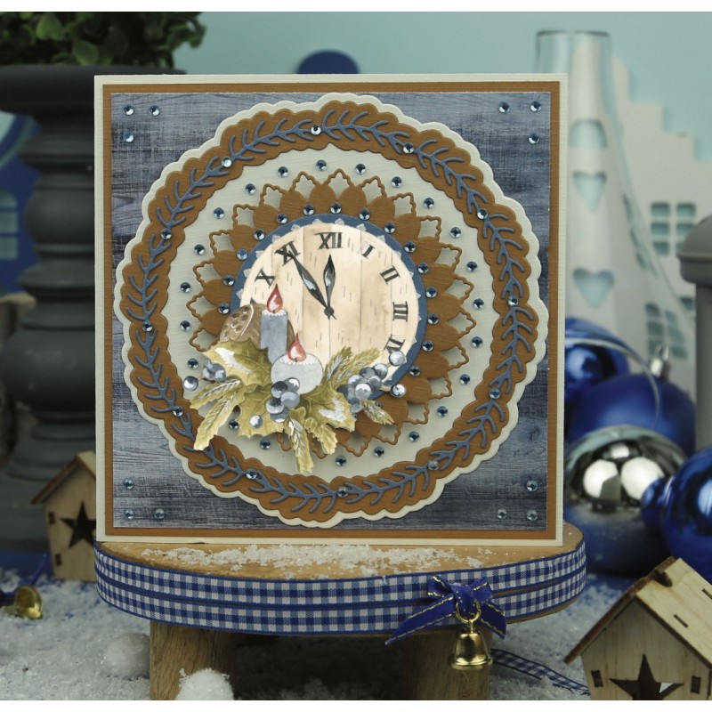 3D Cutting Sheet - Precious Marieke - Christmas Blues - Blue Clock