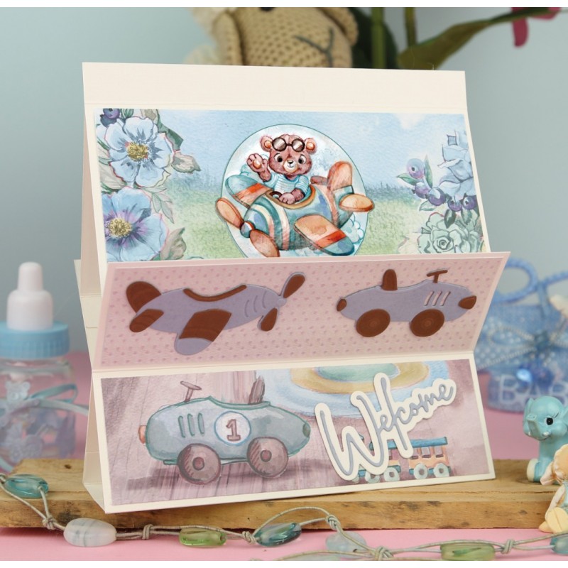 3D Push Out - Yvonne Creations - Hello World - Playing Teddybear