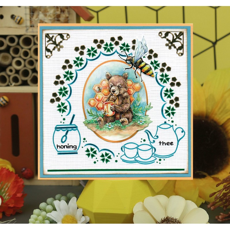 3D Cutting Sheet - Yvonne Creations - Bee Honey - Brown Bear