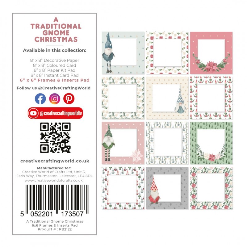 The Paper Boutique A Traditional Gnome Christmas Frames & Insert Papers for 6x6 Cards