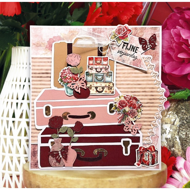 Stencil - Card Deco Essentials - Rose Decorations Suitcase - A5