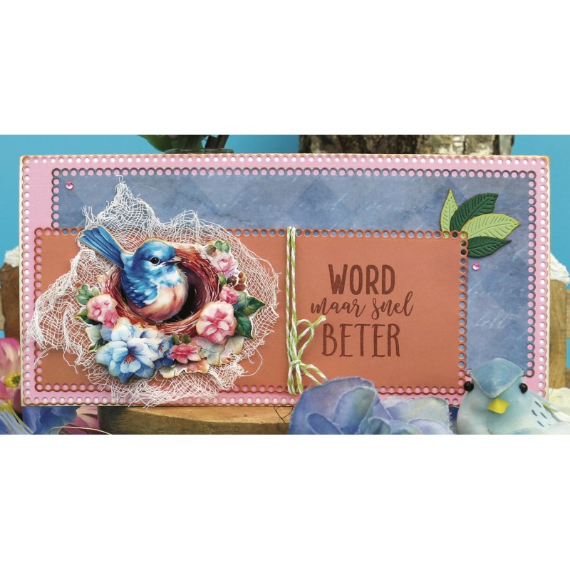 3D Cutting Sheets - Berries Beauties - Happy Blue Birds - Bird's Nest
