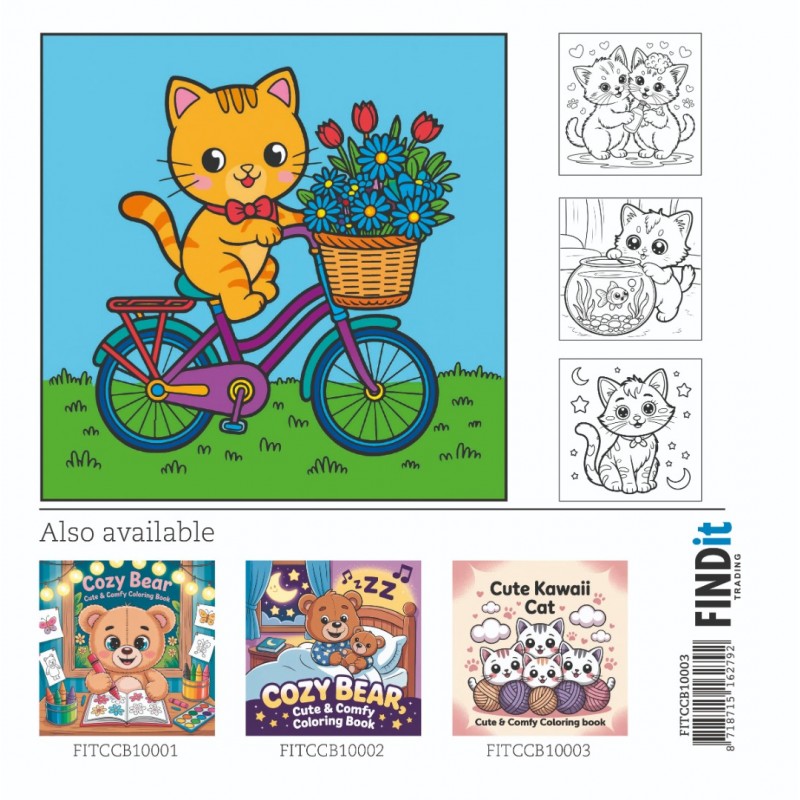 Findit Color - Coloring Book - Cute Kawaii Cat