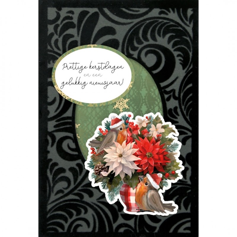 3D Velvet Cards A6 - Floral Christmas