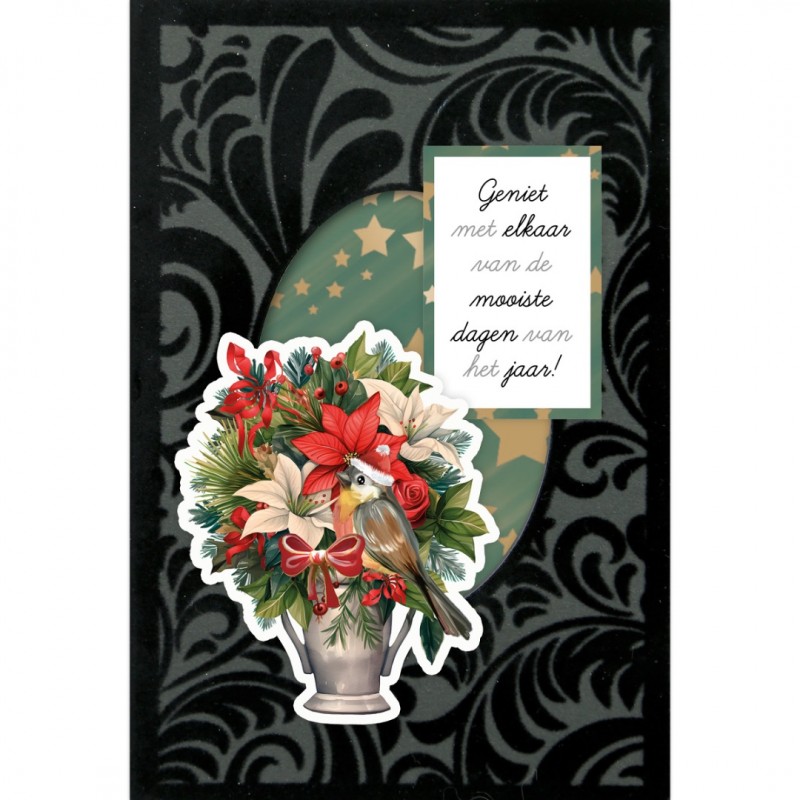 3D Velvet Cards A6 - Floral Christmas