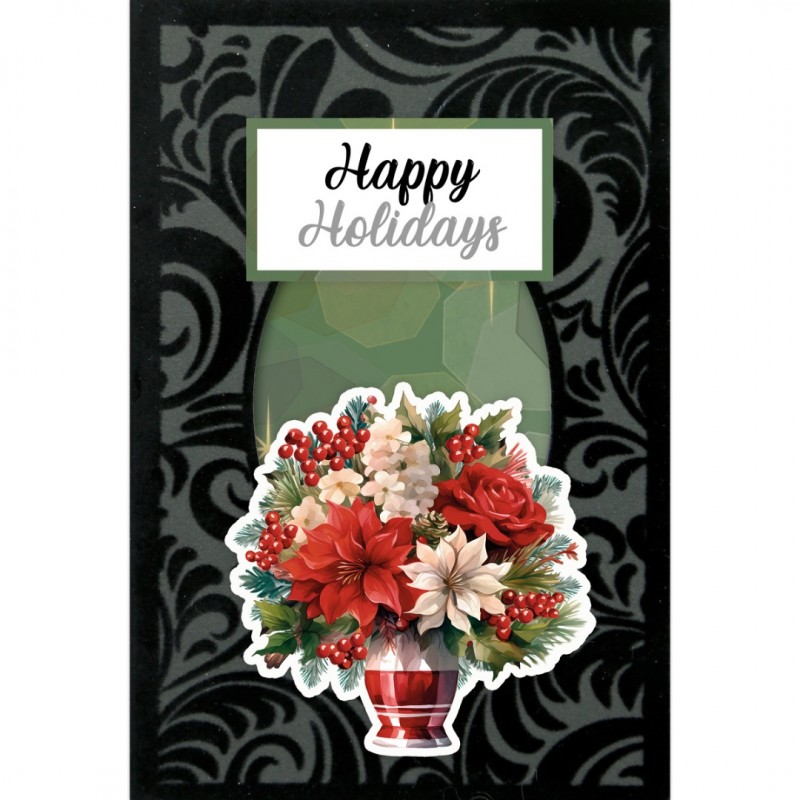 3D Velvet Cards A6 - Floral Christmas
