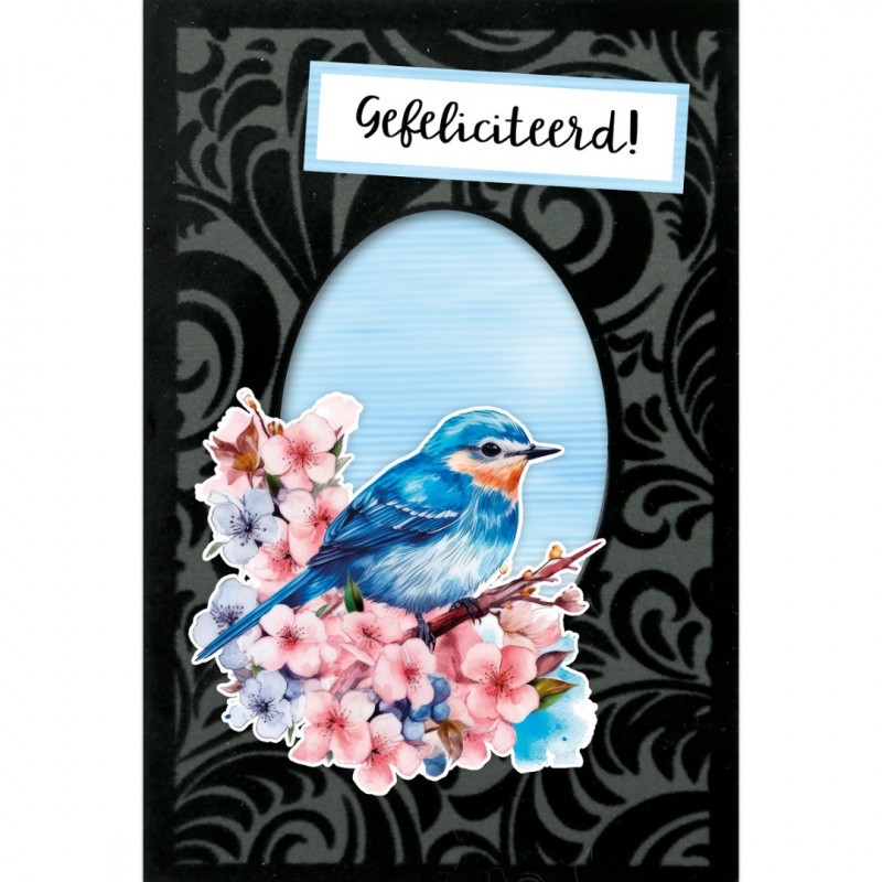3D Velvet Cards A6 - Happy Blue Birds