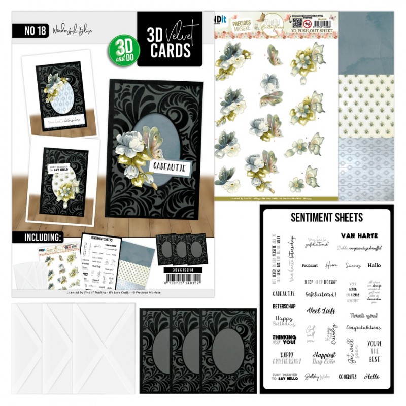 3D Velvet Cards A6 - Wonderful Blue 3D Velvet Cards A6 - Wonderful Blue