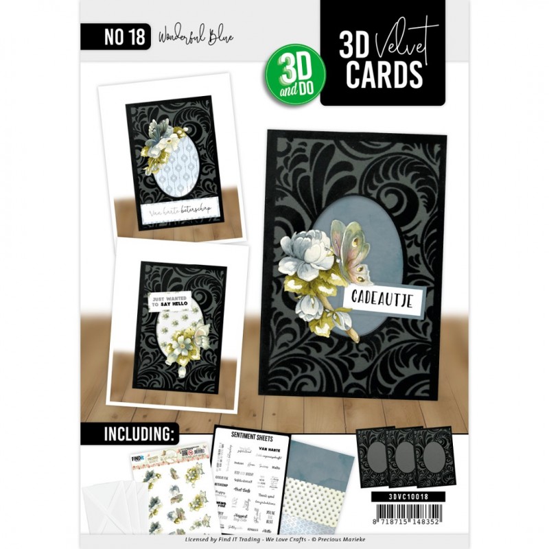 3D Velvet Cards A6 - Wonderful Blue