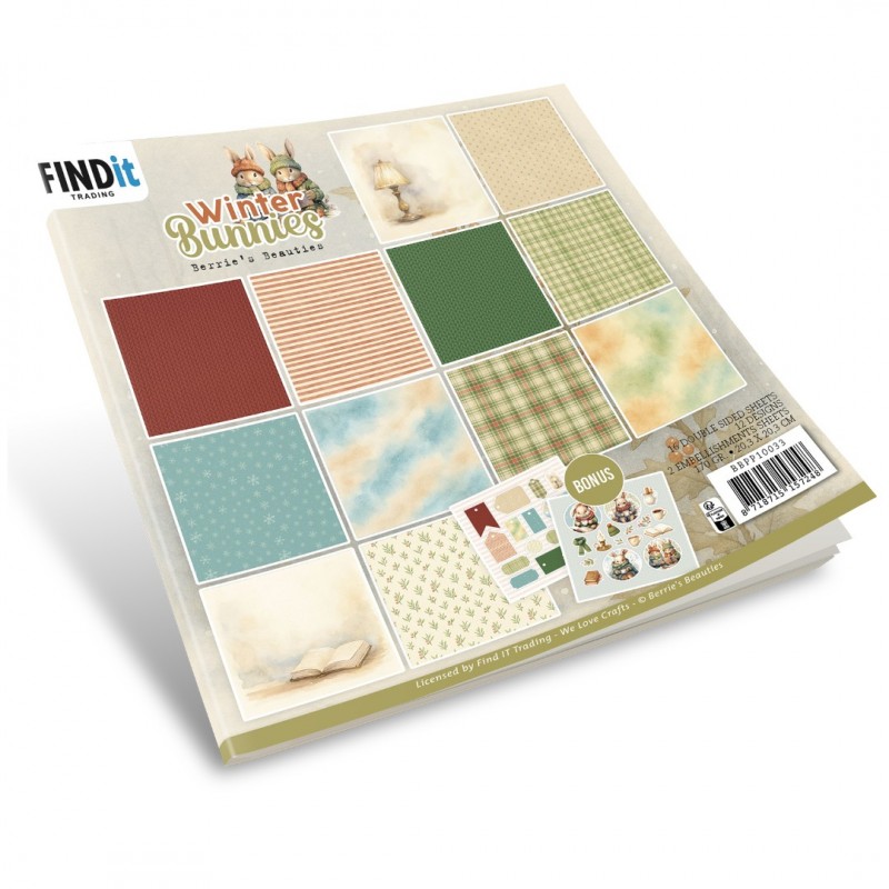 Paperpack - Berries Beauties - Winter Bunnies 20 x 20 cm Paperpack - Berries Beauties - Winter Bunnies 20 x 20 cm