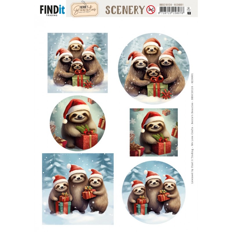 Scenery Push out - Berries Beauties - Christmas Sloth (Gratis vel HJ248) Scenery Push out - Berries Beauties - Christmas Sloth (Gratis vel HJ248)