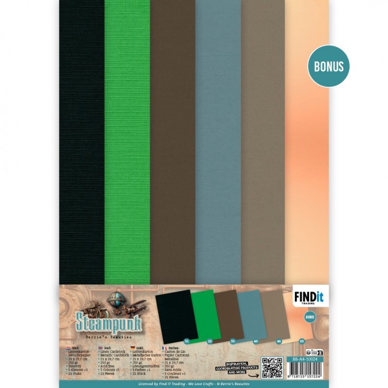 Linen Cardstock Pack - Berries Beauties - Steampunk - A4 Linen Cardstock Pack - Berries Beauties - Steampunk - A4