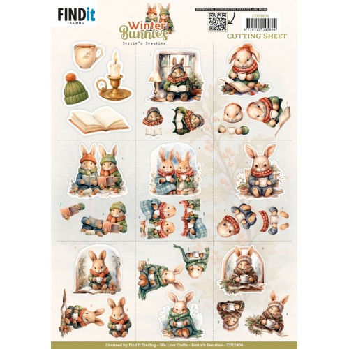 3D Cutting Sheet - Berries Beauties - Winter Bunnies - Mini
