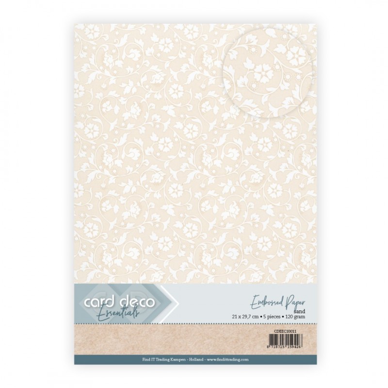 Embossed Paper - Card Deco - Floral Whispers - Sand Embossed Paper - Card Deco - Floral Whispers - Sand