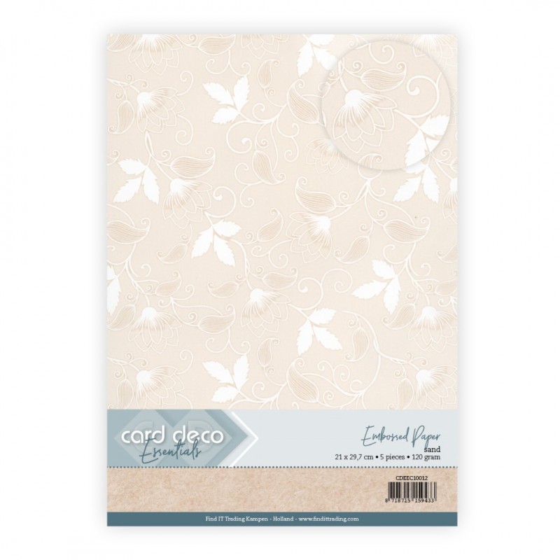 Embossed Paper - Card Deco - Blooming Elegance - Sand Embossed Paper - Card Deco - Blooming Elegance - Sand