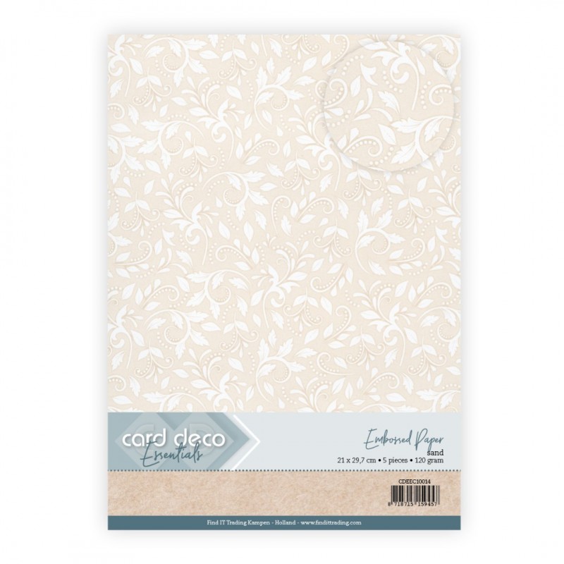Embossed Paper - Card Deco - Leafy Lace - Sand Embossed Paper - Card Deco - Leafy Lace - Sand