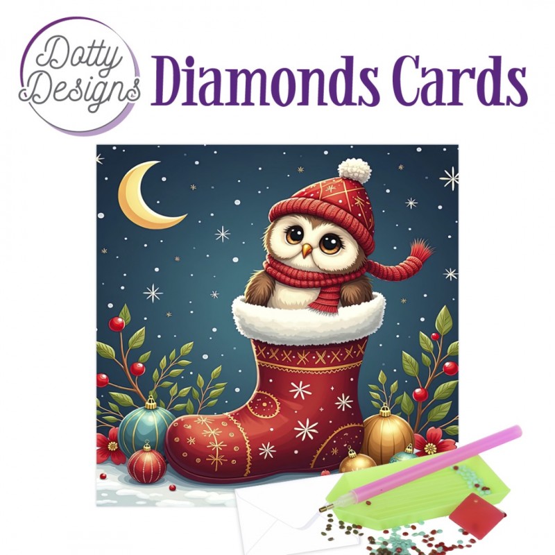 Dotty Designs Diamond Cards - Christmas Owl 1 Dotty Designs Diamond Cards - Christmas Owl 1