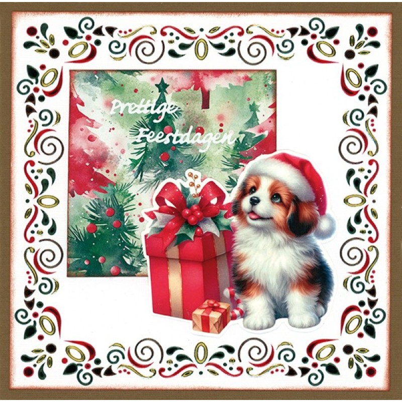 3D Pushout Sheet - Berries Beauties - A Very Furry Christmas - Puppy