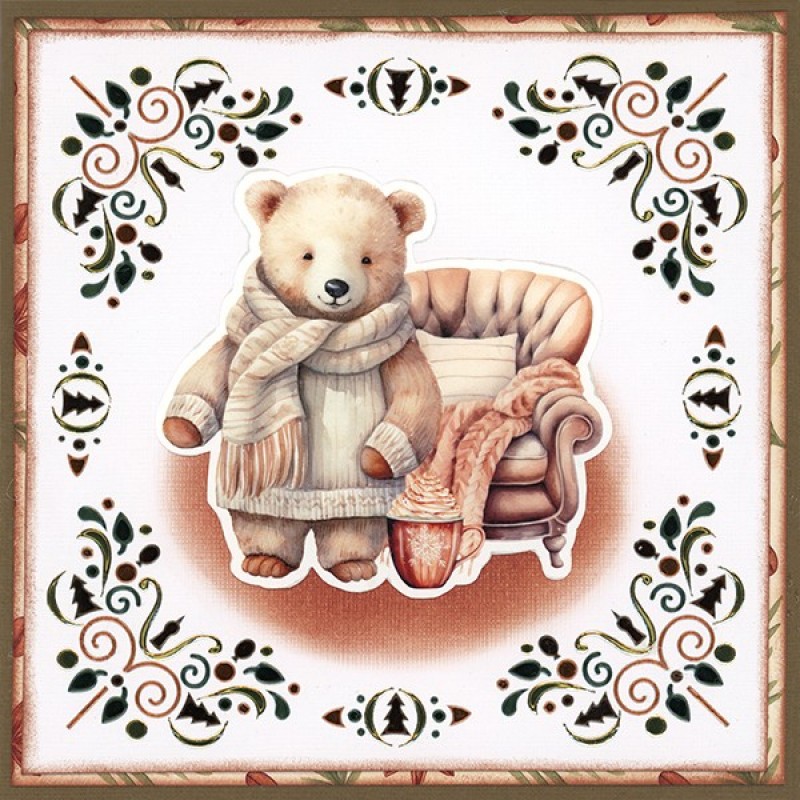 3D Pushout Sheet - Berries Beauties - Cosy WInter - Cosy Bear