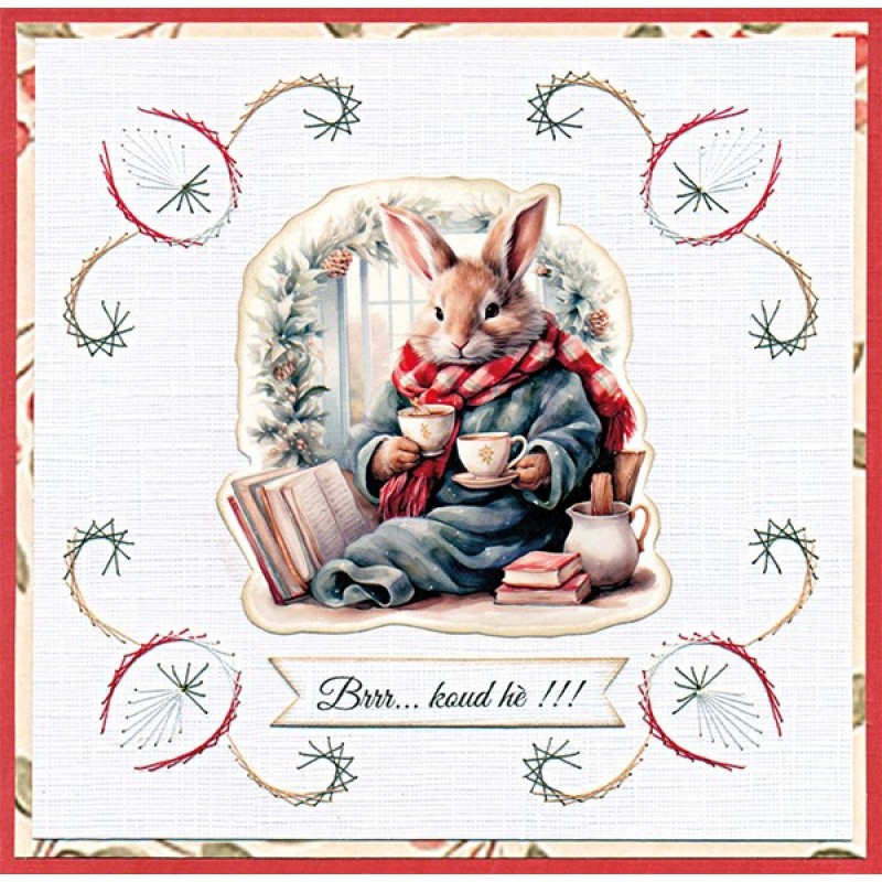 3D Pushout Sheet - Berries Beauties - Winter Bunnies - Cosy Bunnies